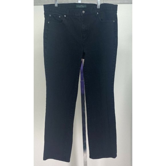 LAUREN RALPH LAUREN BLACK CLASSIC STRAIGHT WOMEN'S JEANS PANTS SIZE:16 - Picture 3 of 8
